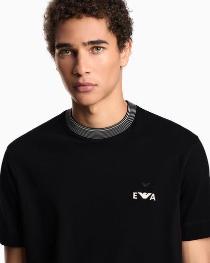 ASV piqué T-shirt with super-embossed EA embroidery