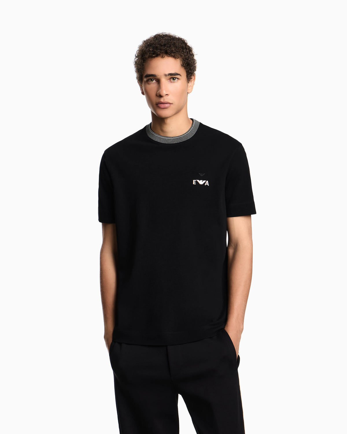 ASV piqué T-shirt with super-embossed EA embroidery