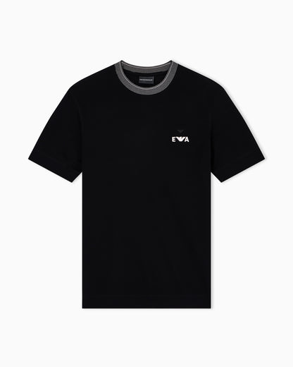 ASV piqué T-shirt with super-embossed EA embroidery