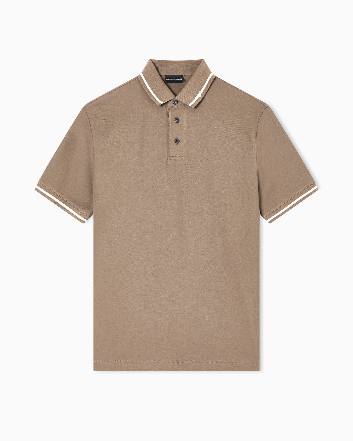 Piqué polo shirt with micro eagle embroidery and trim
