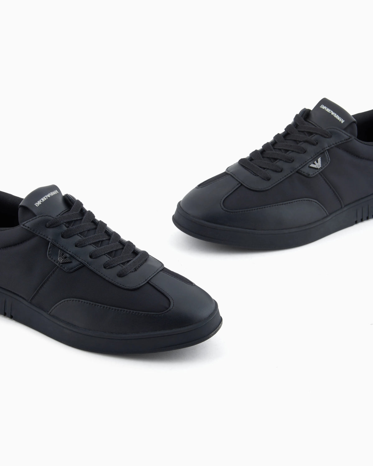 Nylon sneakers with leather details