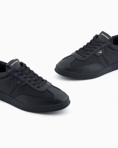 Nylon sneakers with leather details