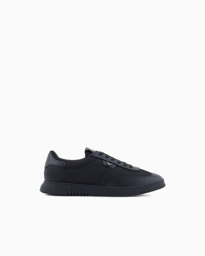 Nylon sneakers with leather details