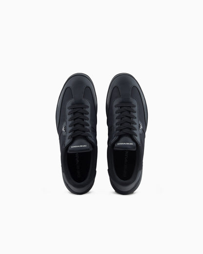 Nylon sneakers with leather details