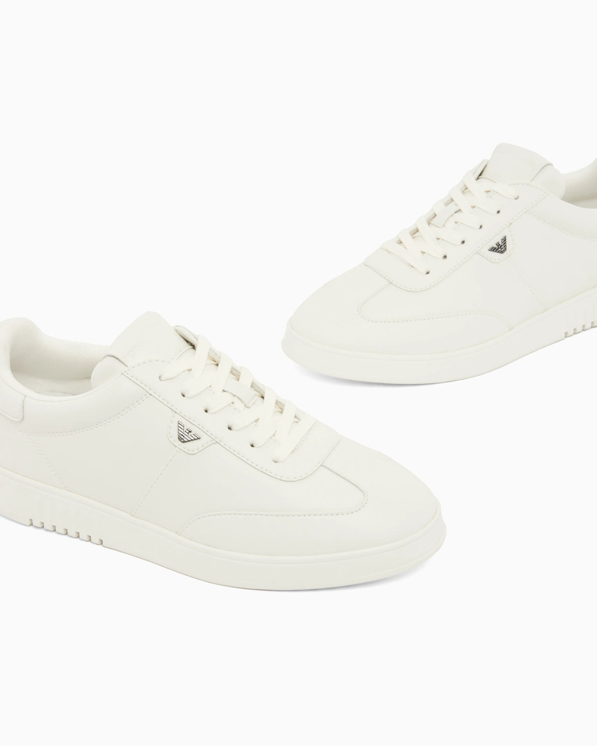 Leather sneakers with eagle plate