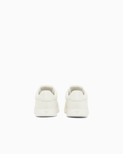 Leather sneakers with eagle plate