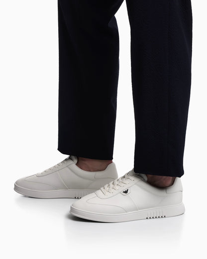 Leather sneakers with eagle plate