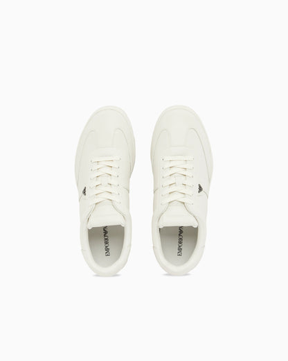 Leather sneakers with eagle plate