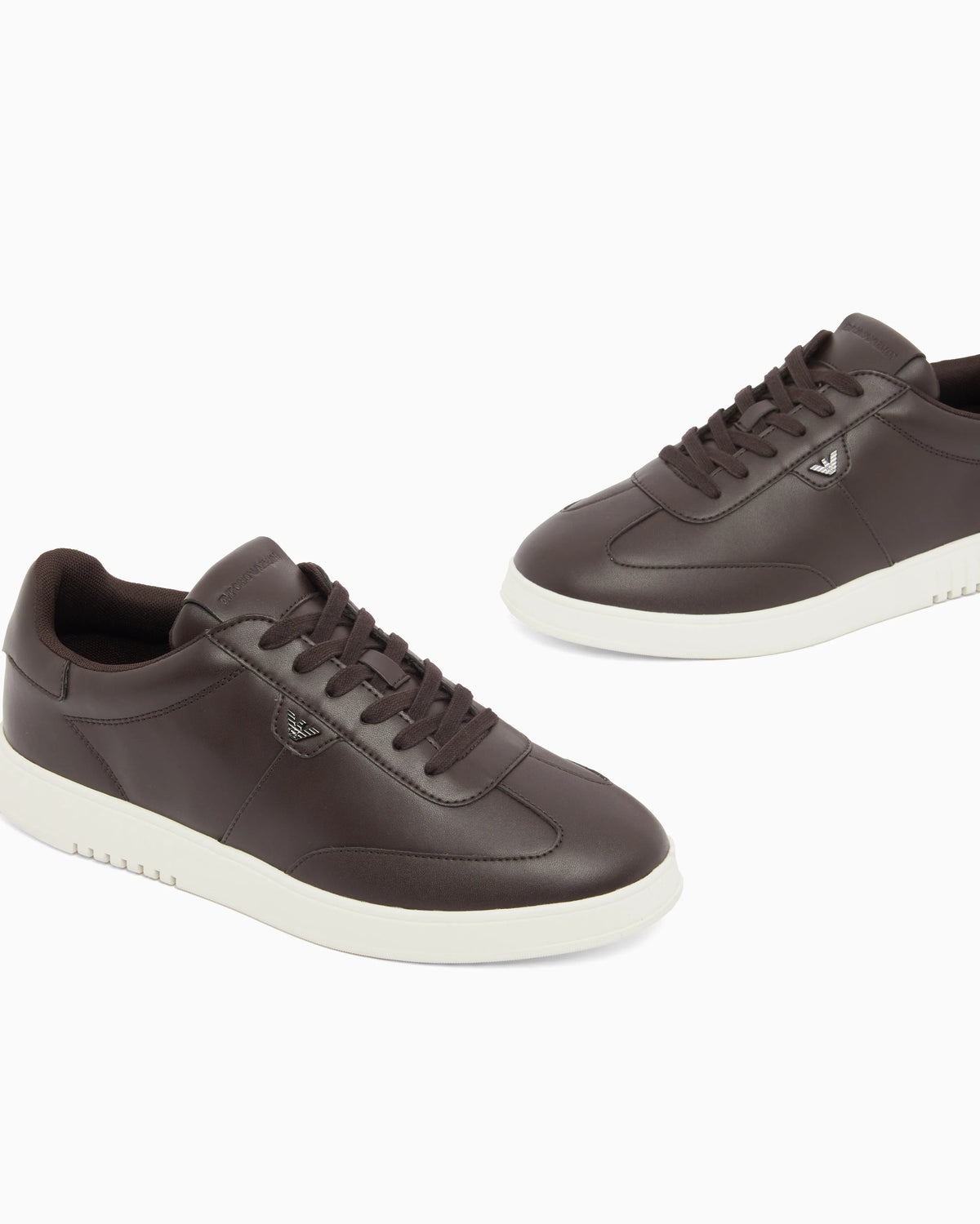 Leather sneakers with eagle plate