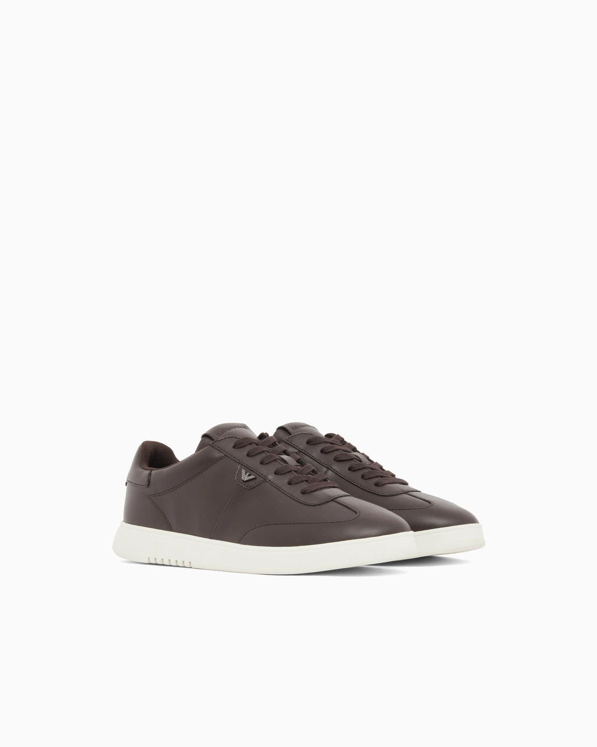 Leather sneakers with eagle plate