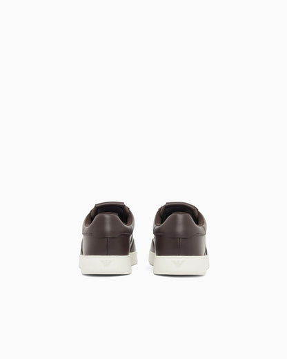 Leather sneakers with eagle plate