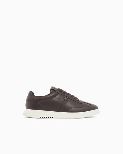 Leather sneakers with eagle plate