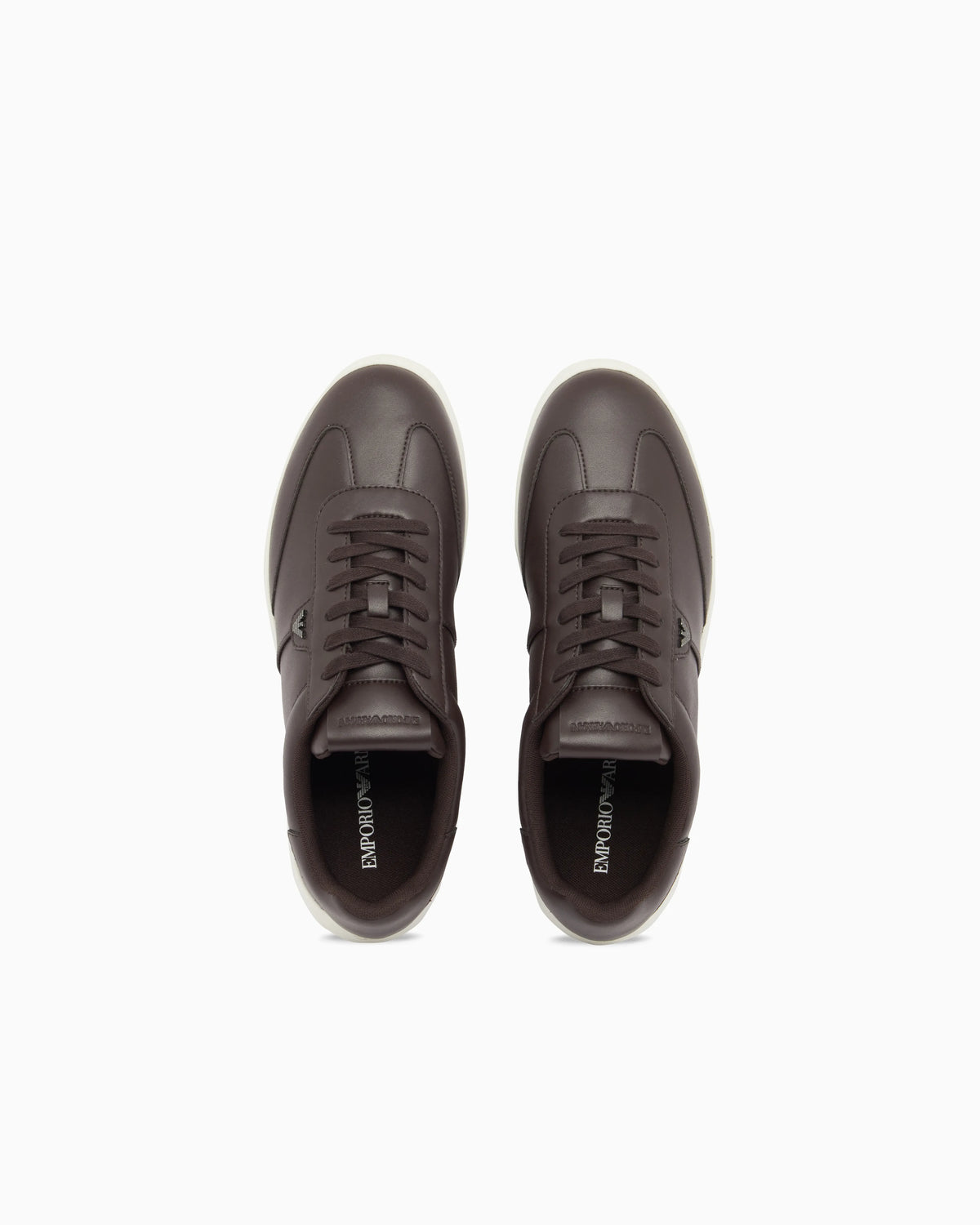 Leather sneakers with eagle plate
