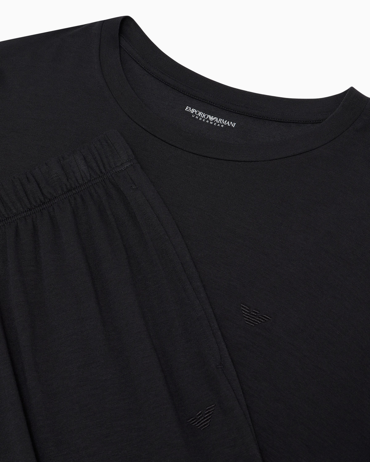 Long pyjama set jersey with crew neck in lyocell tech wool