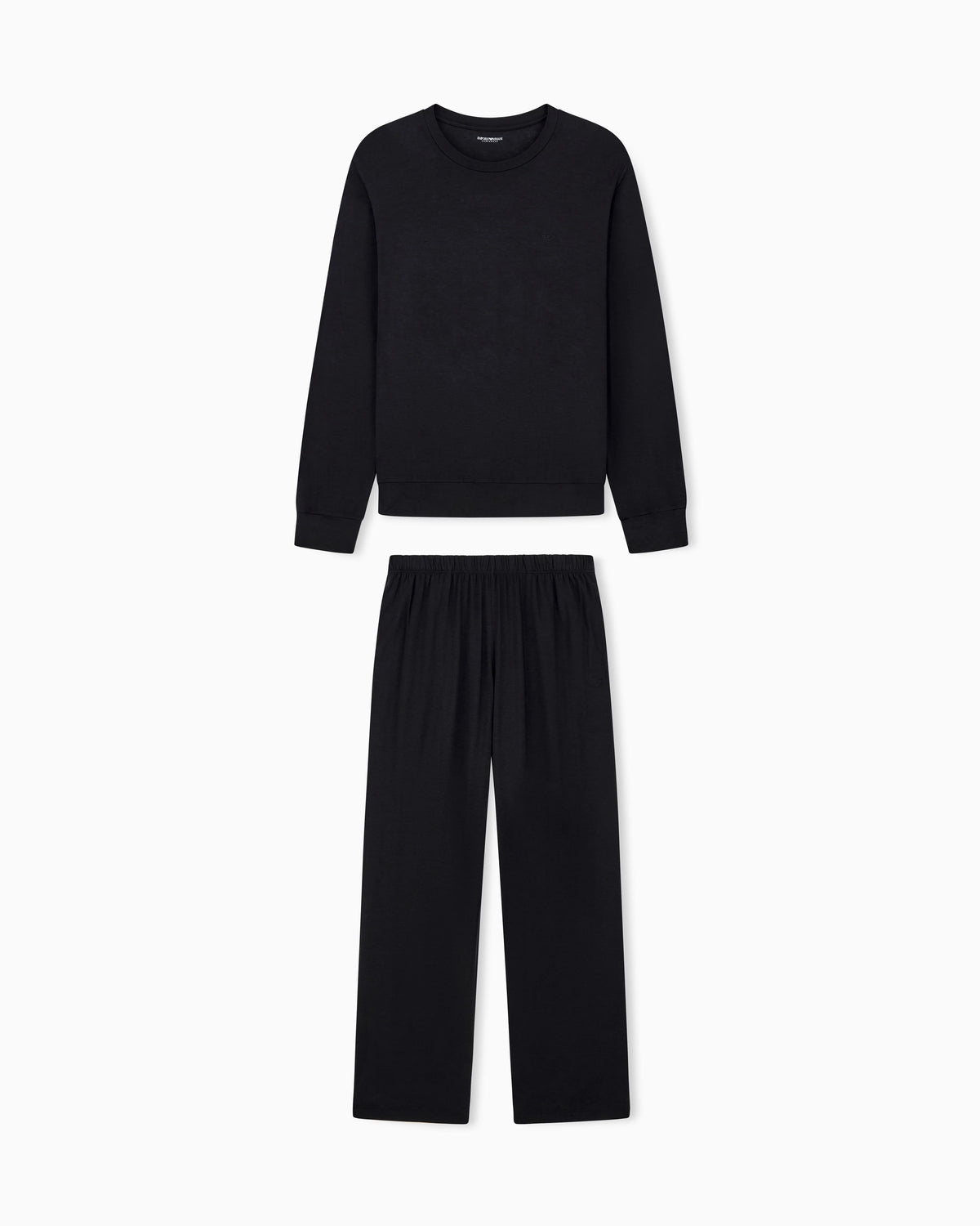 Long pyjama set jersey with crew neck in lyocell tech wool