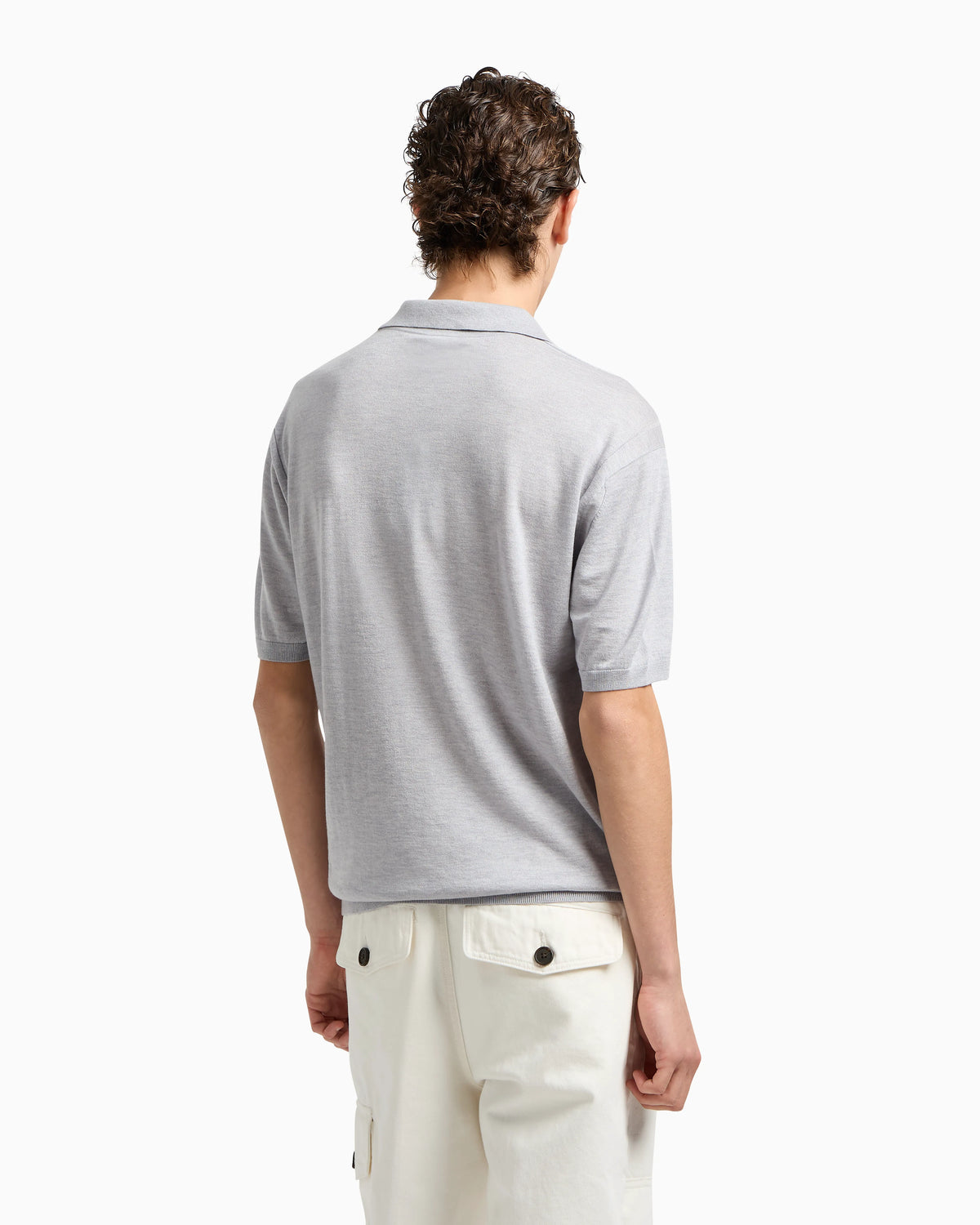 ASV plain-knit jumper with polo-shirt collar, in a wool and Lyocell blend