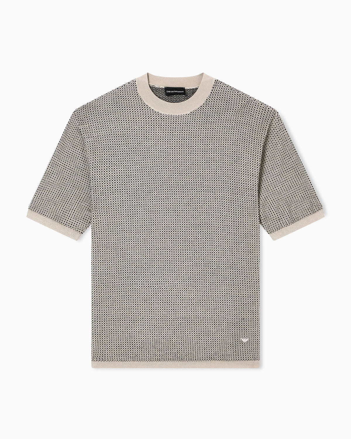 Virgin-wool jumper with two-tone jacquard micro motif