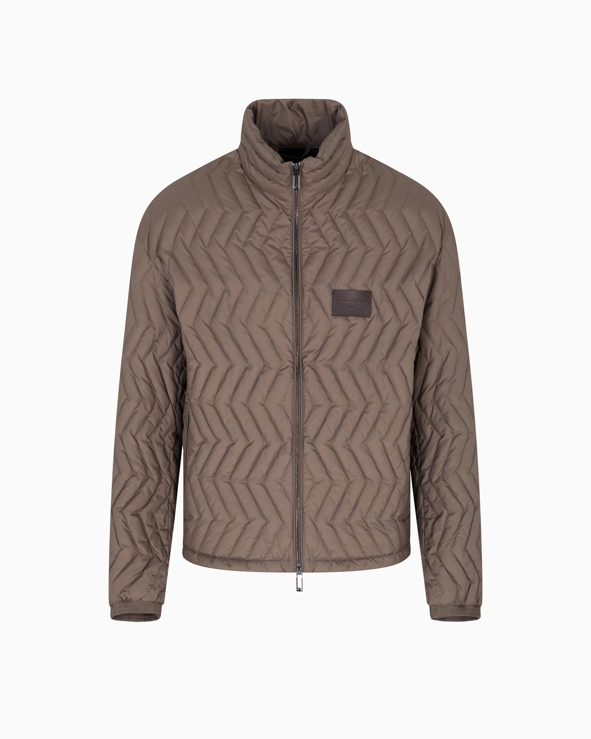 Full-zip down jacket in chevron quilted ripstop nylon