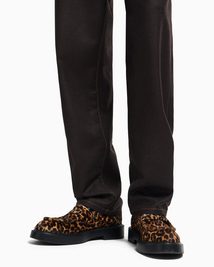 Five-pocket trousers in denim-effect virgin-wool flannel