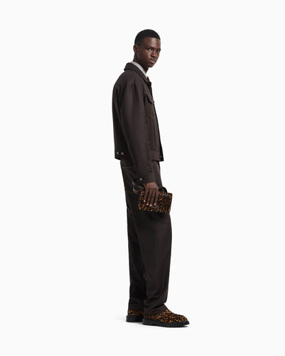 Five-pocket trousers in denim-effect virgin-wool flannel