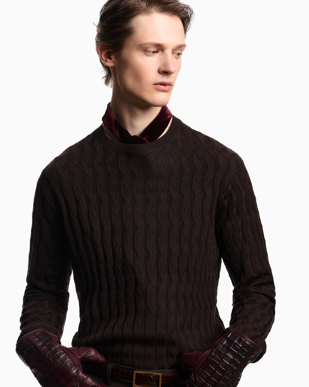 ASV Lyocell-blend jumper in an embossed, patterned stitch
