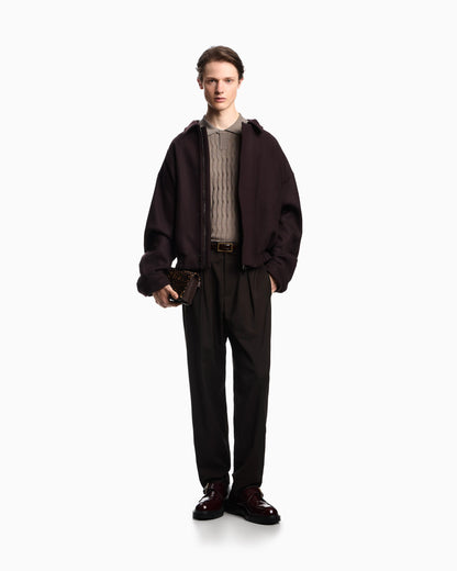 ASV Lyocell-blend jumper with polo-shirt collar in an embossed, patterned stitch
