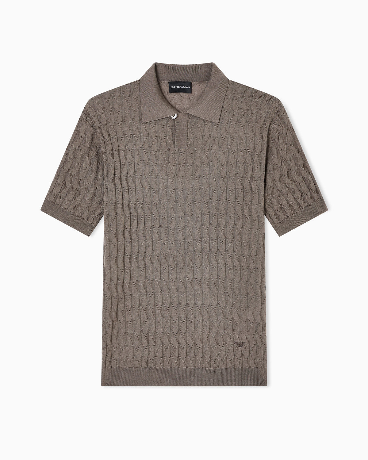 ASV Lyocell-blend jumper with polo-shirt collar in an embossed, patterned stitch