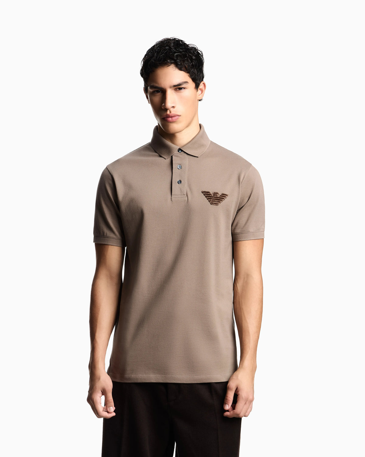 Piqué jersey polo shirt with eagle patch