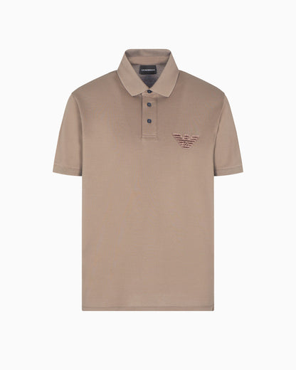 Piqué jersey polo shirt with eagle patch