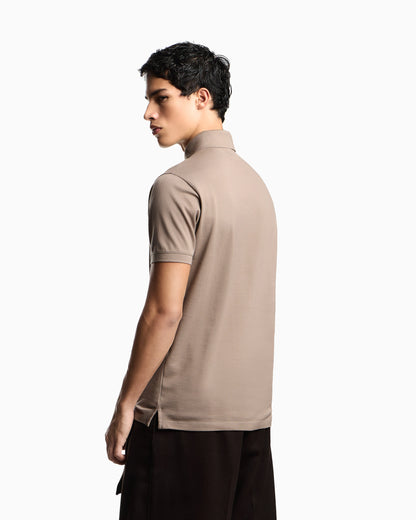 Piqué jersey polo shirt with eagle patch