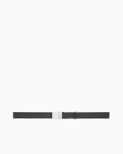 Pebbled leather belt with plate