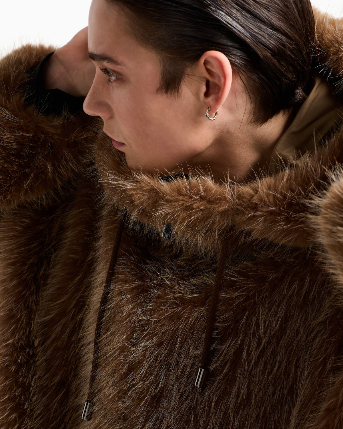 Faux fur hooded blouson