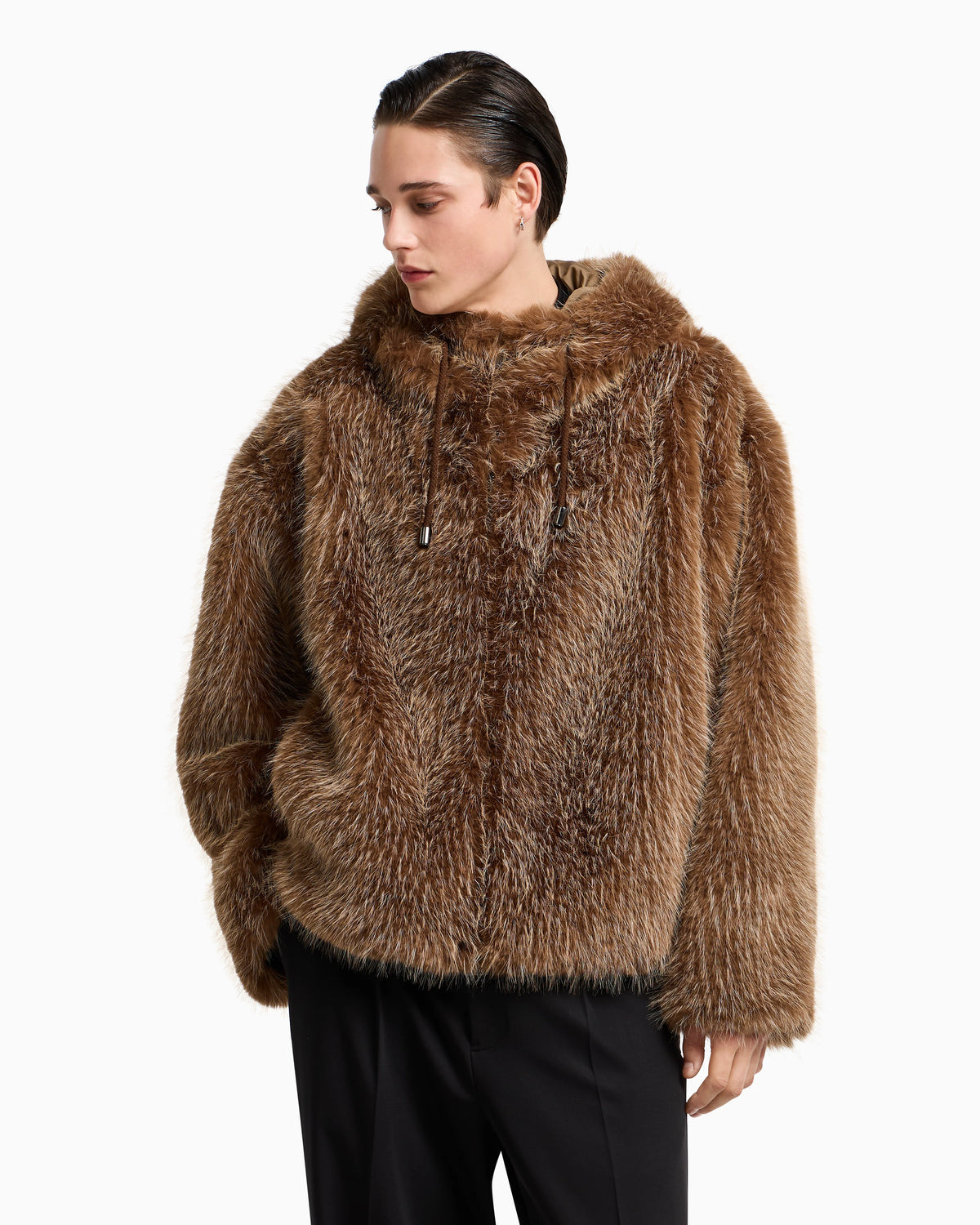 Faux fur hooded blouson