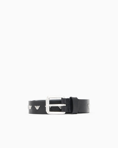 Leather belt with metal micro eagles