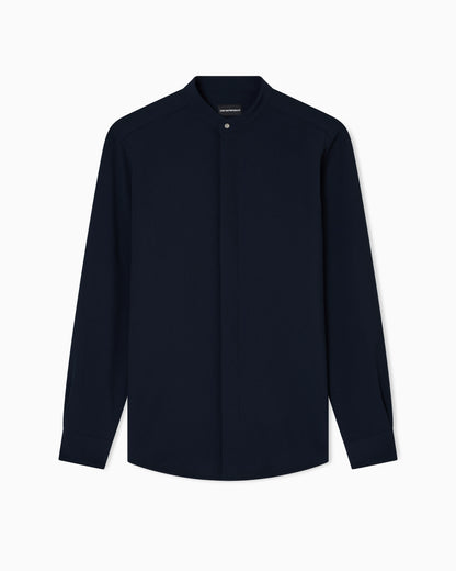 Icon guru-collar shirt in 3D piqué-effect jersey crêpe