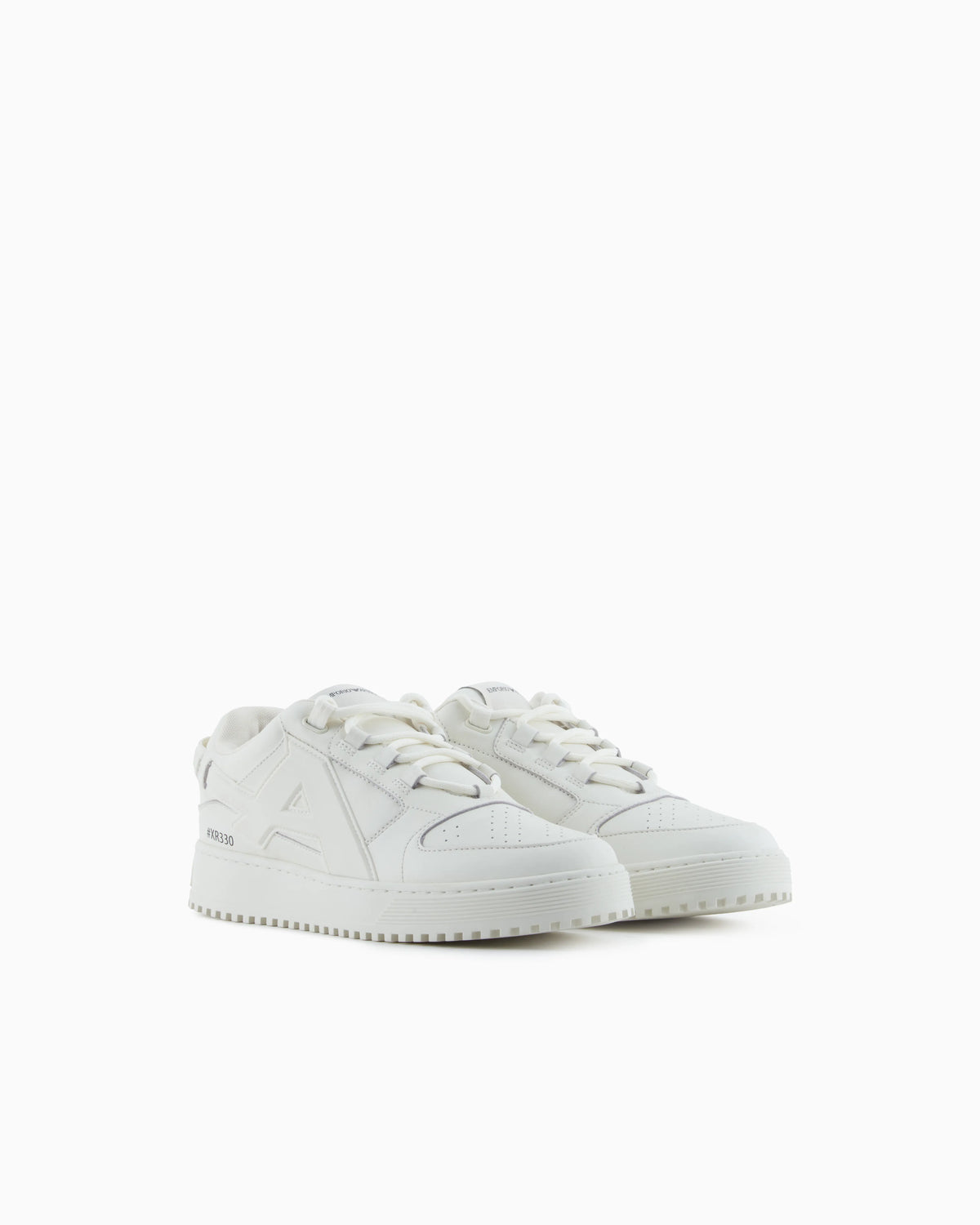 Leather sneakers with oversized EA patch