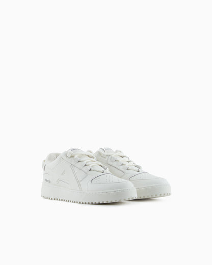 Leather sneakers with oversized EA patch