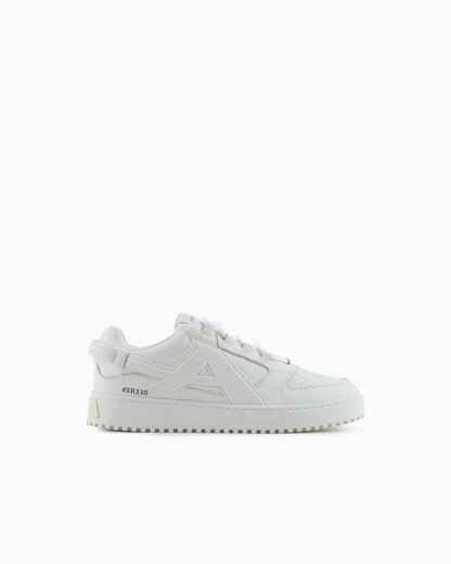 Leather sneakers with oversized EA patch