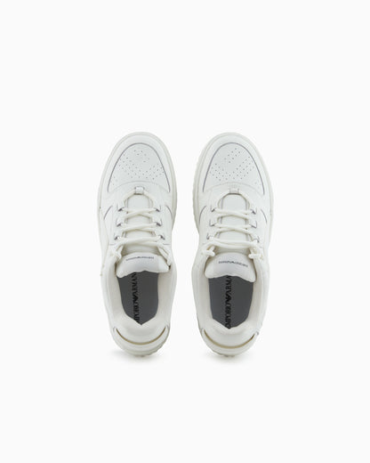 Leather sneakers with oversized EA patch
