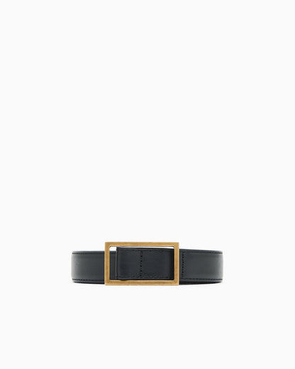 Leather belt with plate
