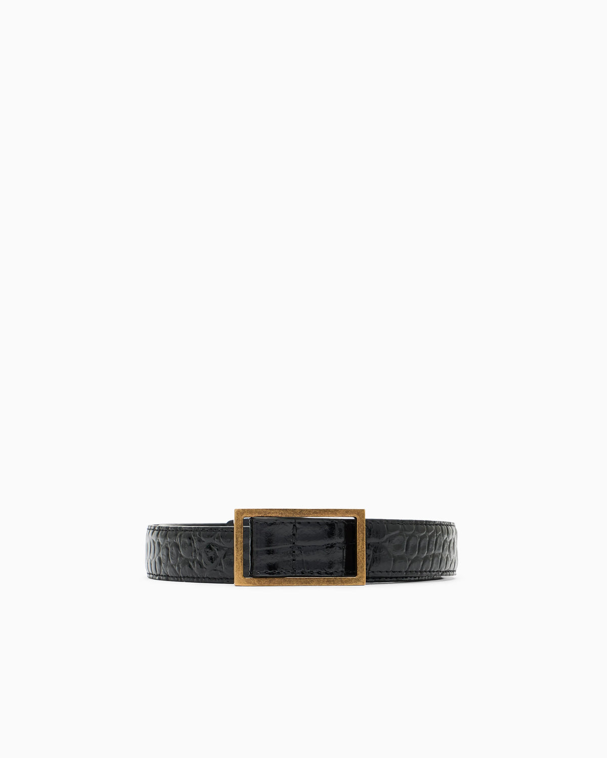 Belt in mock-croc leather with plate