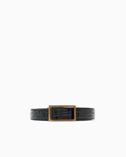 Belt in mock-croc leather with plate