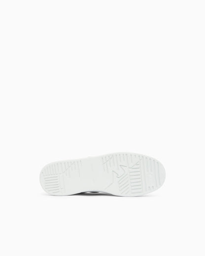 Leather sneakers with an embossed logo and contrasting panel