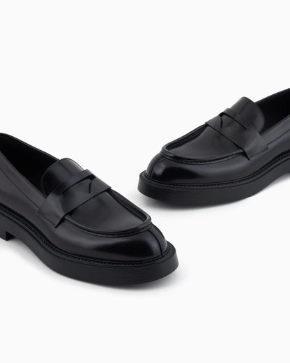 Brushed leather loafers