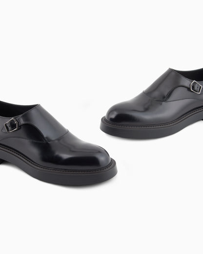 Brushed leather monkstraps