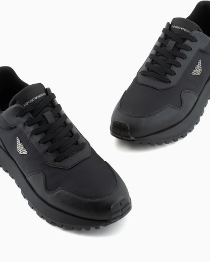recycled nylon sneakers with regenerated Saffiano details