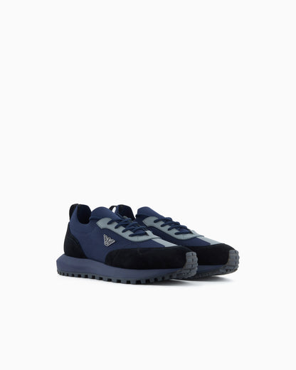 Low-top sneakers in suede and mesh with a rubber sole