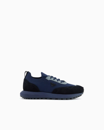 Low-top sneakers in suede and mesh with a rubber sole