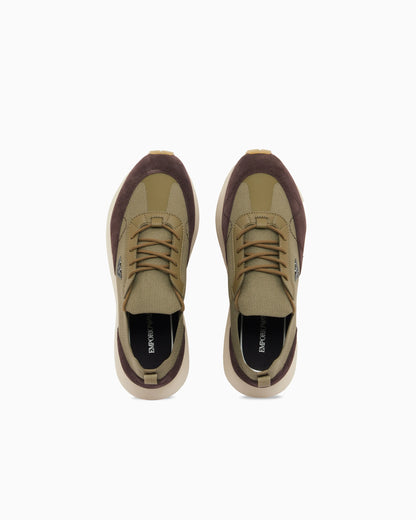 Low-top sneakers in suede and mesh with a rubber sole
