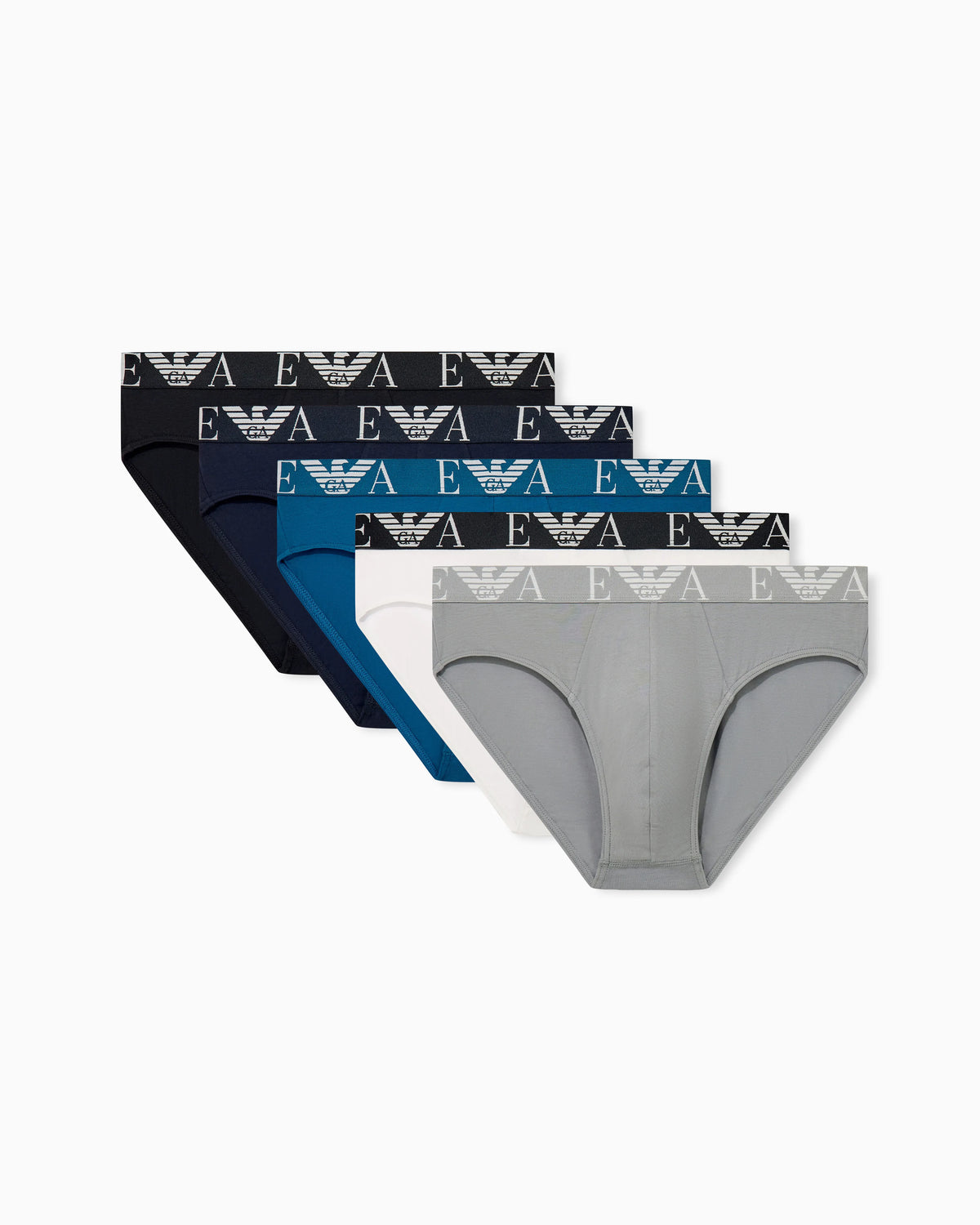 5-pack of stretch cotton briefs with elastic logo waistband